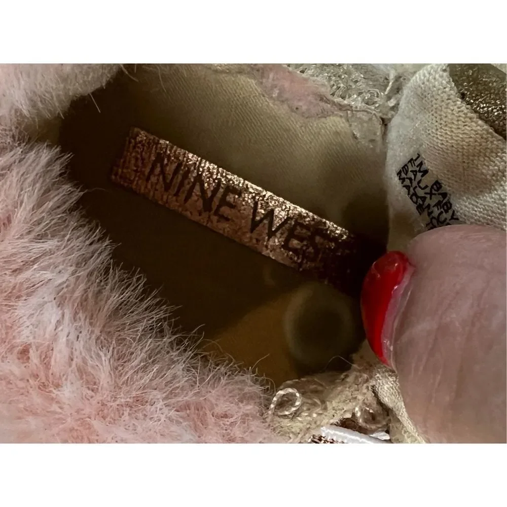 Nine West‎ Baby Lucy Rose Gold Faux Fur Booties 1 Shoes Snow Princess Feminine